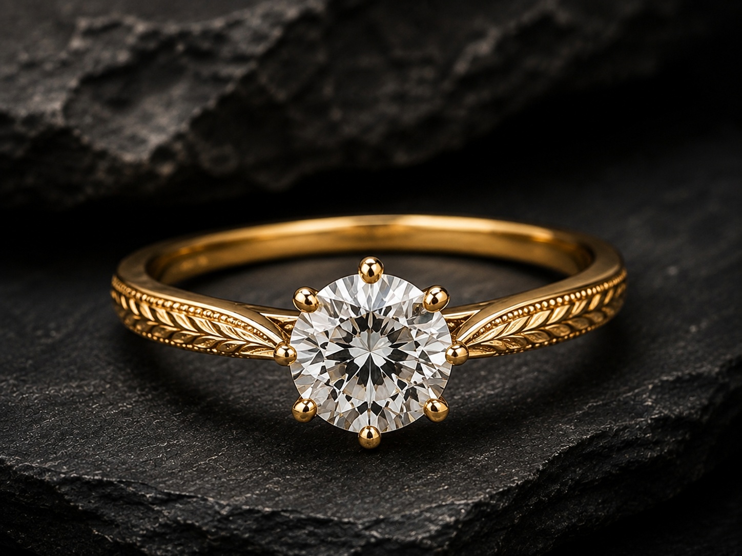 Gold solitaire ring representing The Marlow Heirloom Collection