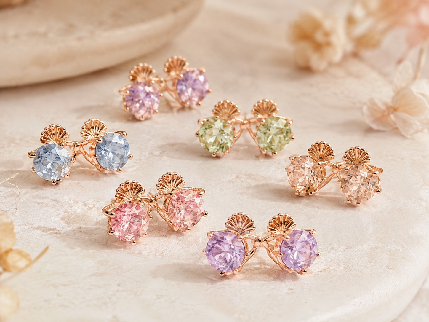 Rose gold vermeil gemstone stud earrings representing The Ash and Gold Collection